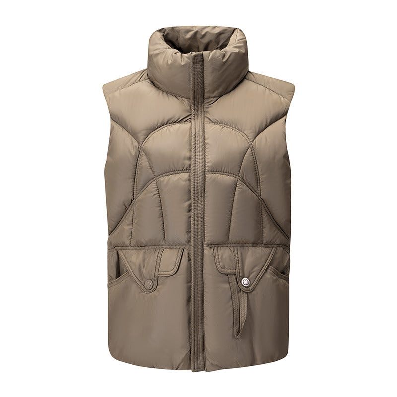 Women's modern-style quilted thermal vest with ergonomic body quilting and high stand-up collar Mune Fashion