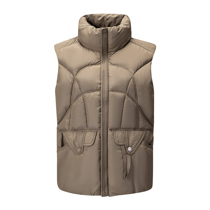 Women's modern-style quilted thermal vest with ergonomic body quilting and high stand-up collar Mune Fashion