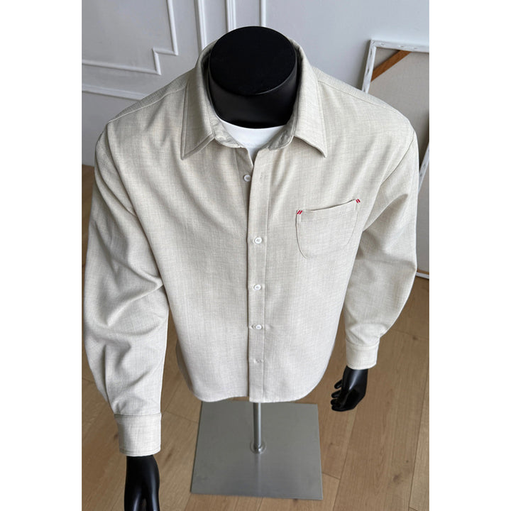 Men's Stylish Long Sleeve Blouse with Chest Pocket Mune Fashion