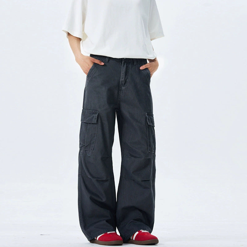 Women's Wide-Cut Cargo Pants with High Waist and Patches Mune Fashion