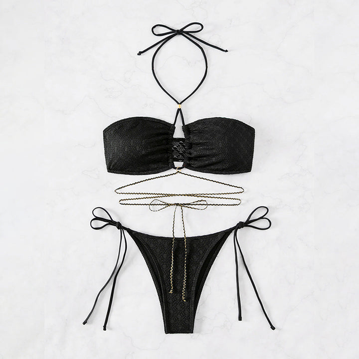 Women's bandeau bikini with refined tie straps and elegant details Mune Fashion