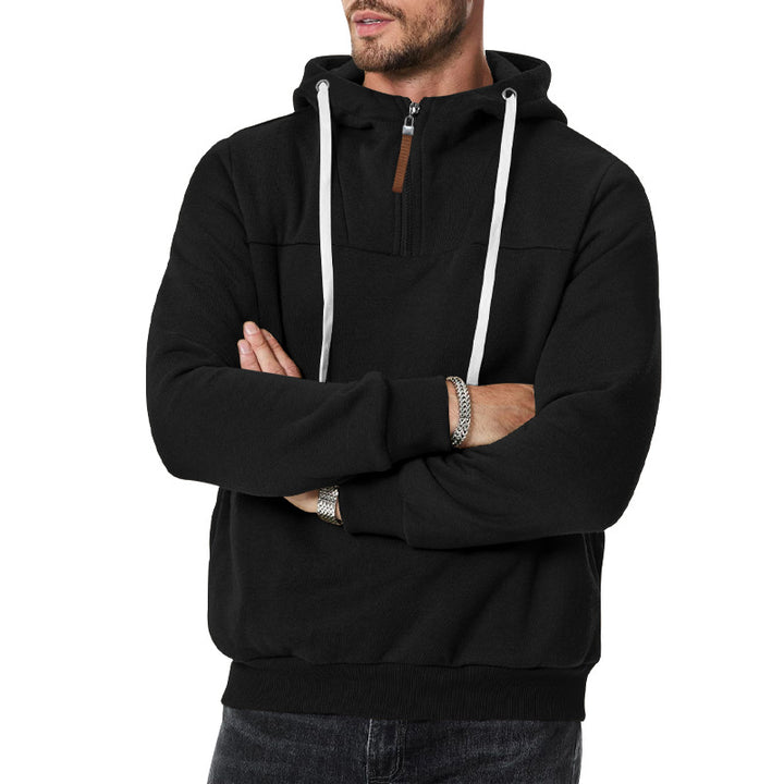 Men's nano sweat half-zip with textured interior, adjustable hood and wide ribbed hem Mune Fashion
