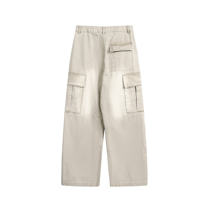 Unisex Loose-fit Cargo Canvas Pants with multifunctional flap pockets and Used Finish Mune Fashion