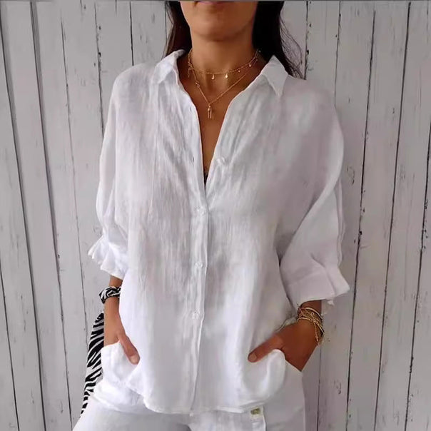 Women's Light Linen Blouse with Loose Fit Mune Fashion