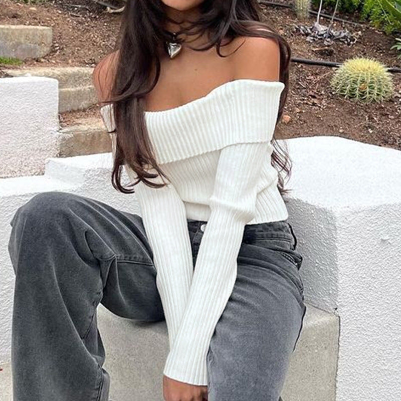 Women Off-Shoulder Knit Top Mune Fashion 1788168829