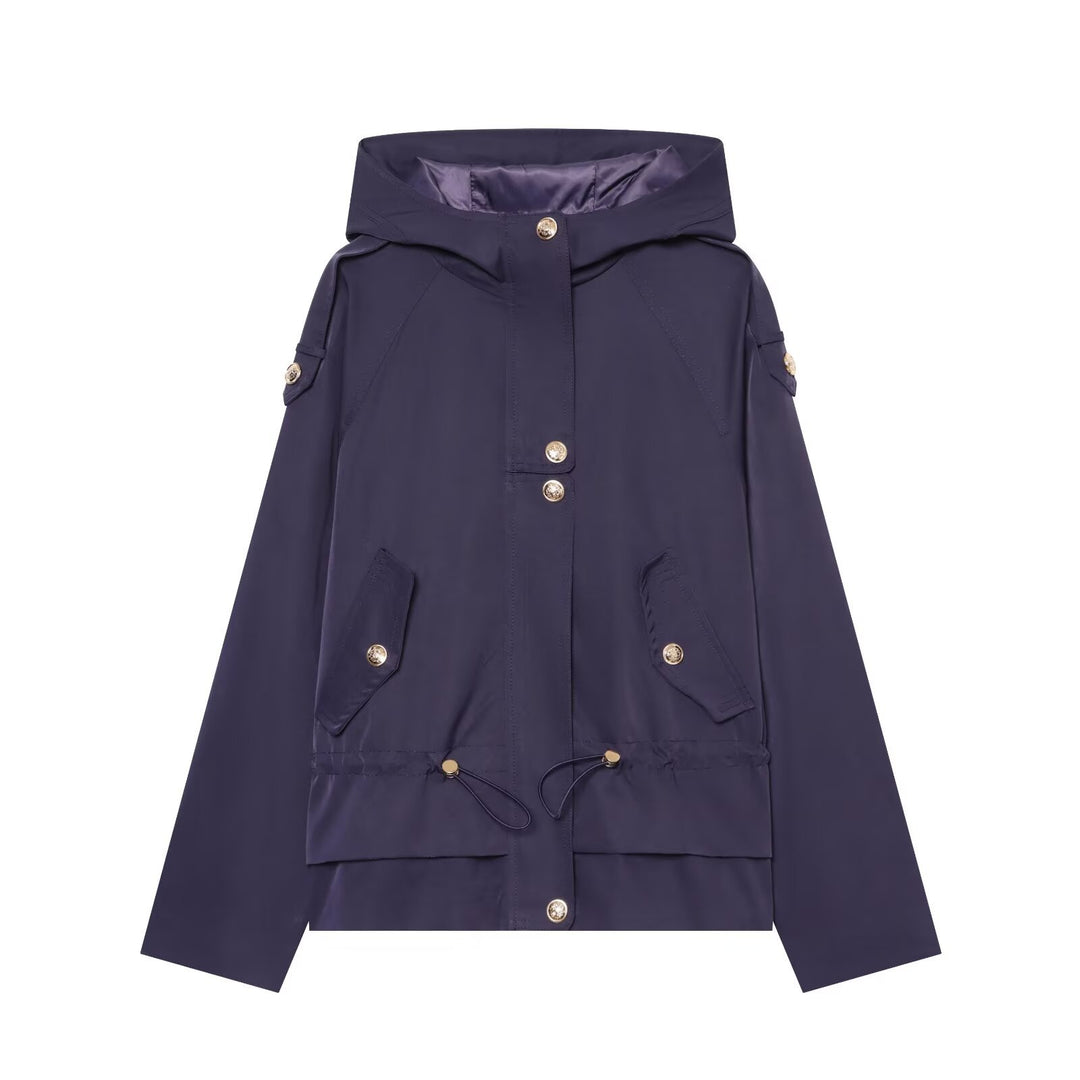 Women's short parka with hood, drawstring waist and flap pockets Mune Fashion
