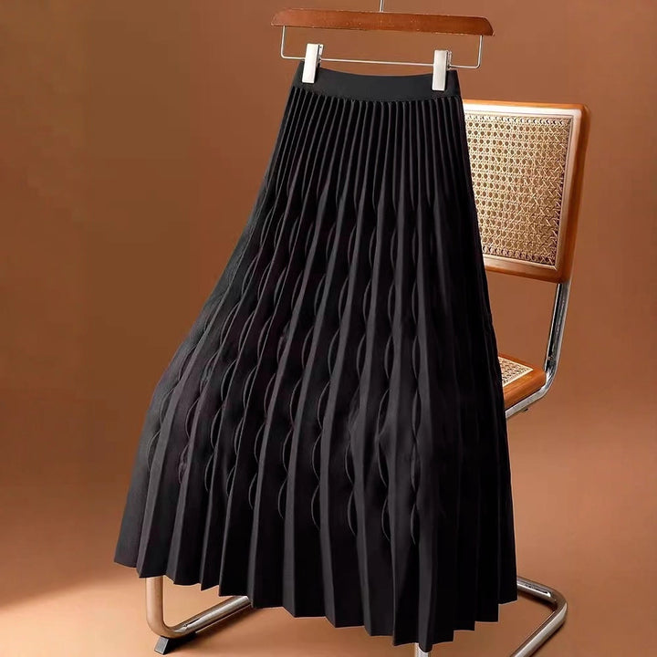 Women's Pleated Skirt with Artistic Wave Pattern Mune Fashion
