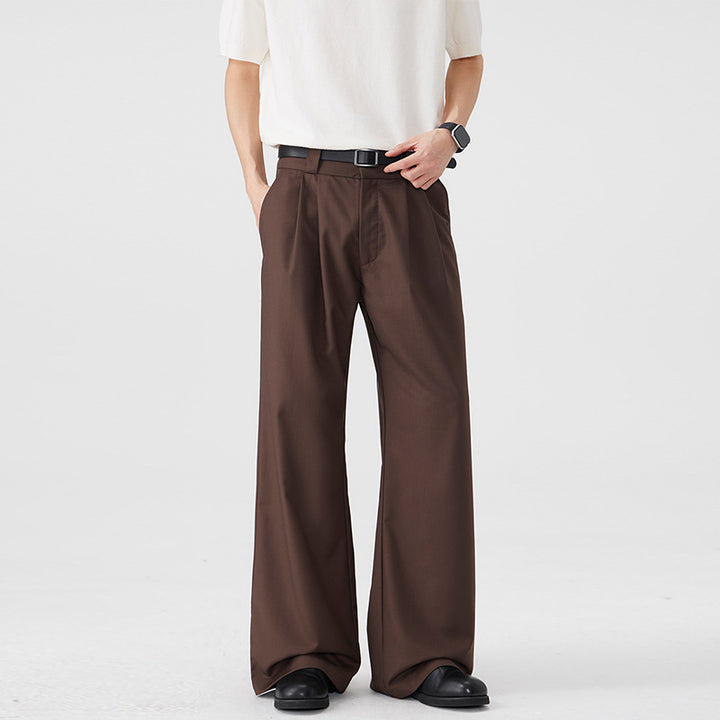 Men's wide pleated pants with high waistband and stretch cotton blend Mune Fashion