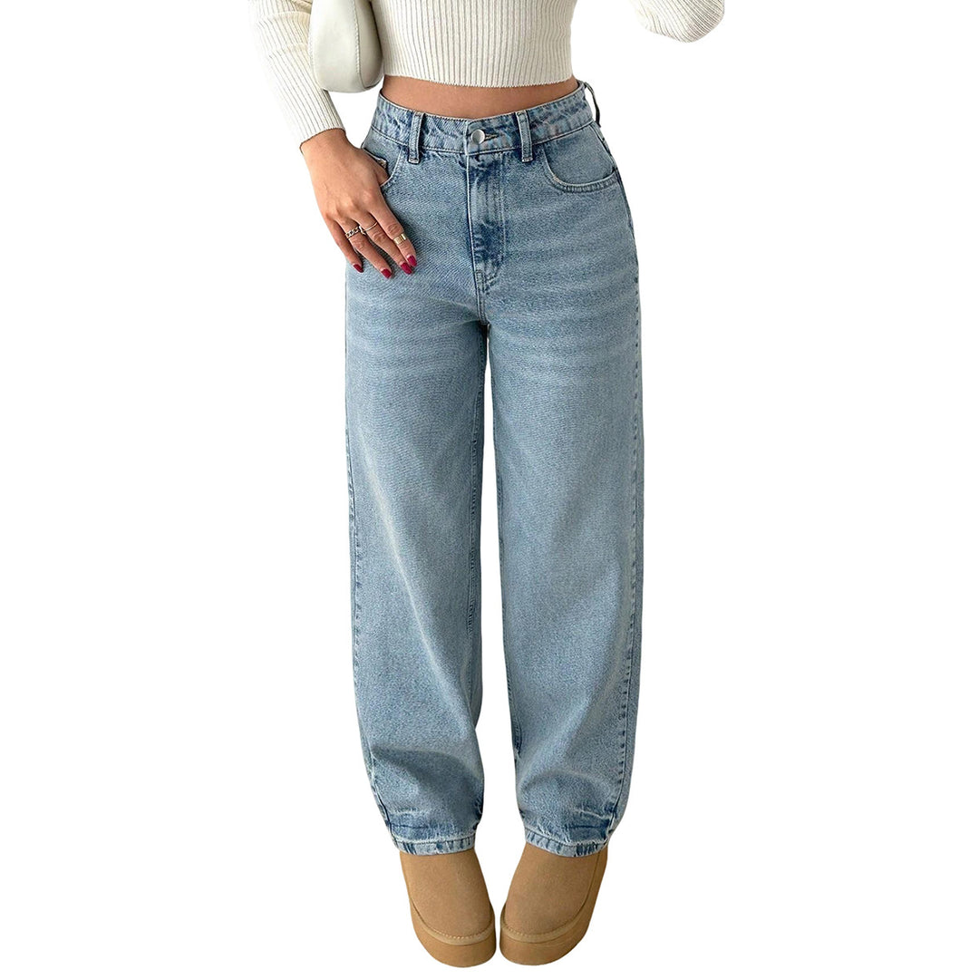 Women Relaxed-Fit High-Waist Jogger-Jeans with elastic ankle finish Mune Fashion
