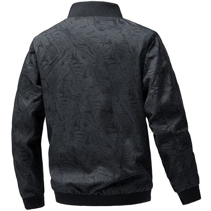 Men's Lightweight Printed Bomber Jacket with Full Zip, Ribbed Collar & Zip Pockets Mune Fashion