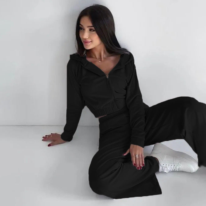 Women's short cut thermo fleece set with half front zipper and high comfort waistband Mune Fashion