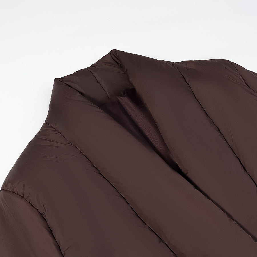 Women's Quilted Waistbelt Quilted Jacket with Shawl Collar Mune Fashion