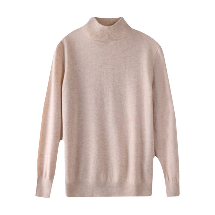 Women's ultralight mock neck pullover made of cashmere-like fine knit with extended hemline.