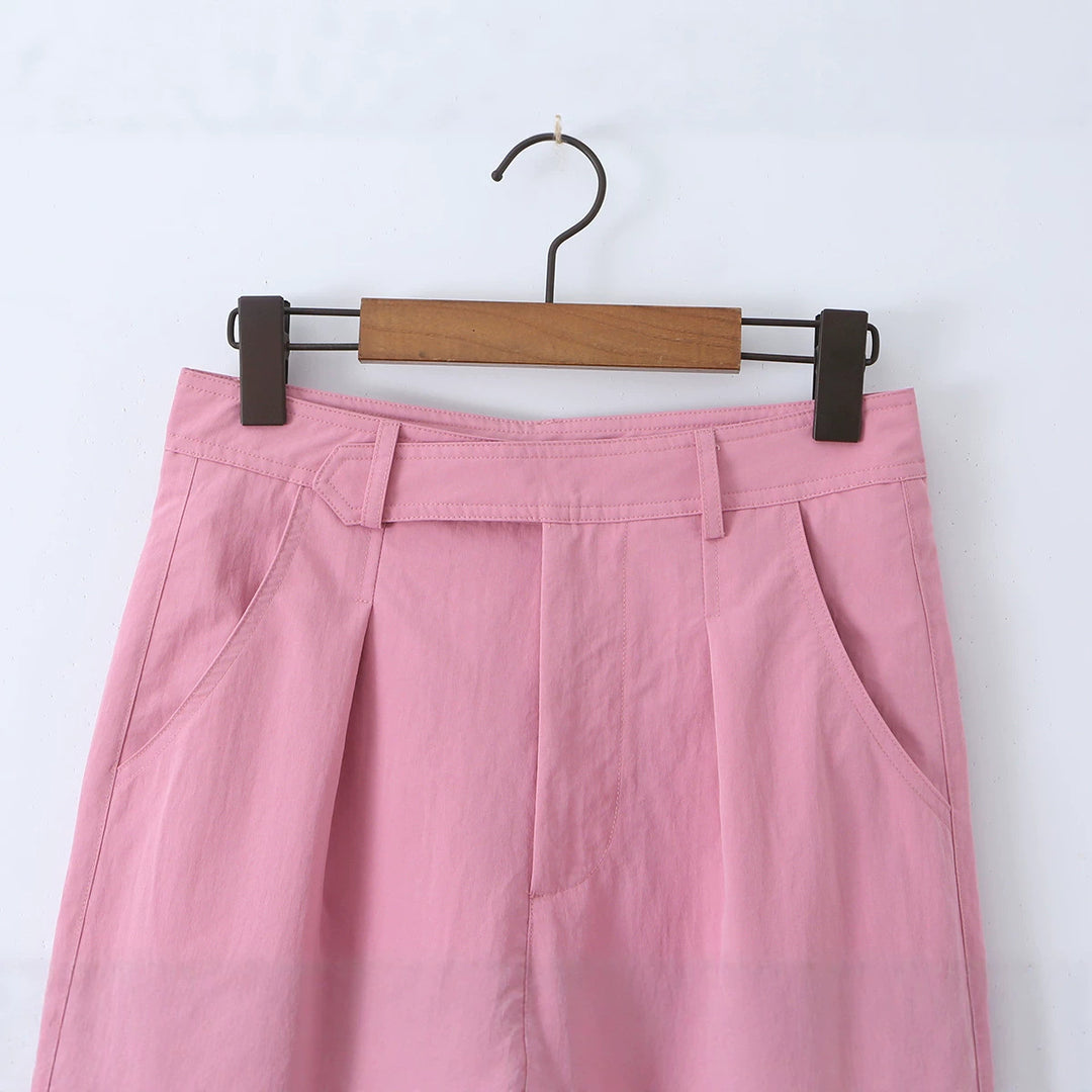 Women's wide Highwaist pants with crease, pleats and straight leg Mune Fashion