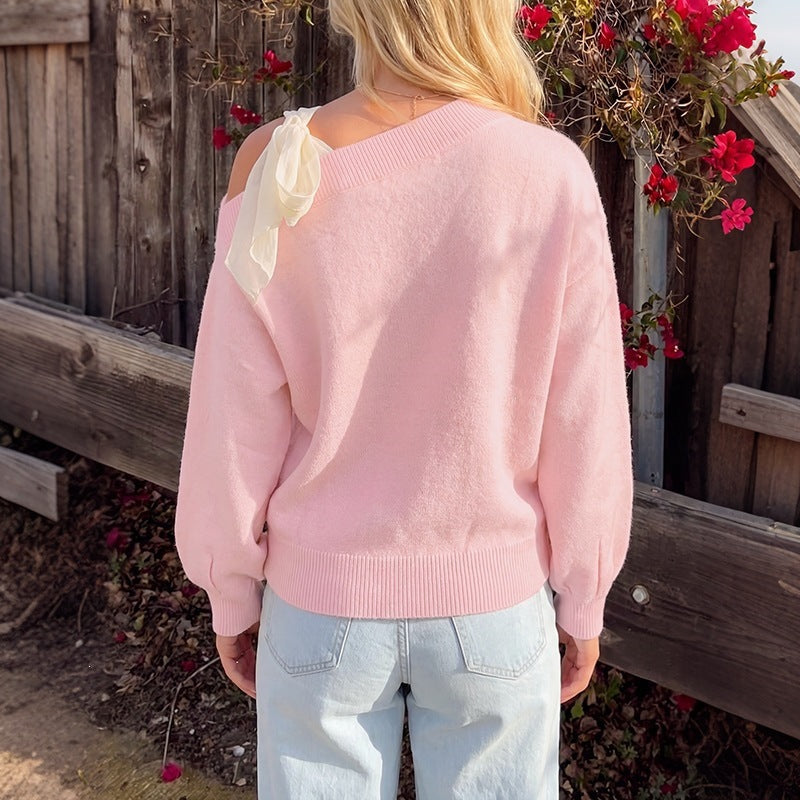 Women Playful Sweater with Shoulder Pads Mune Fashion