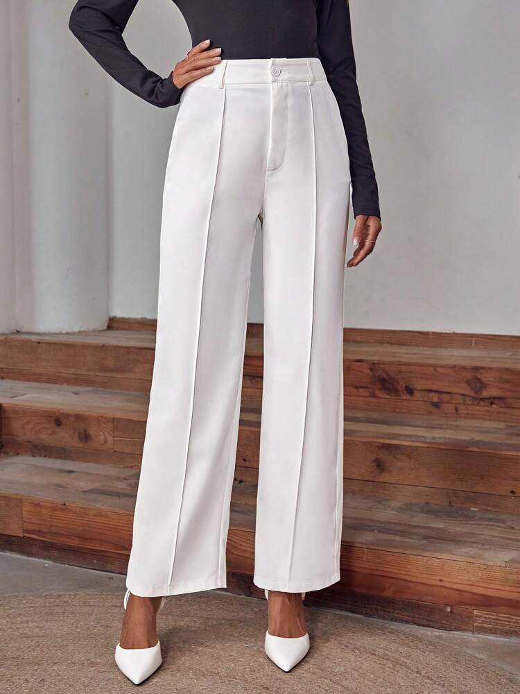 Women's High-Waisted Palazzo Pants with Crease and Straight Leg Drune