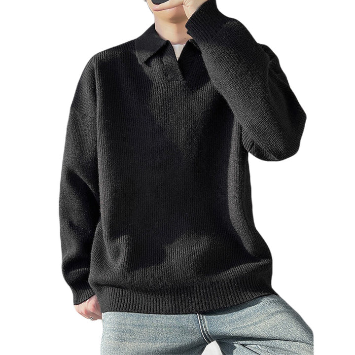 Men's Fashionable Chunky Knit Sweater with Collar Mune Fashion