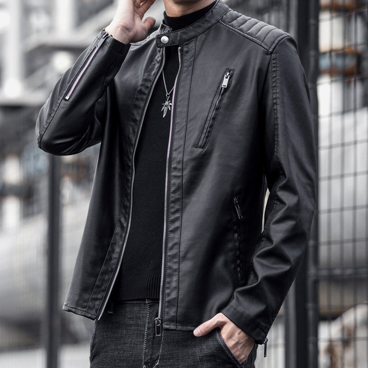 Men Stylish Cuts Faux Leather Jacket Mune Fashion