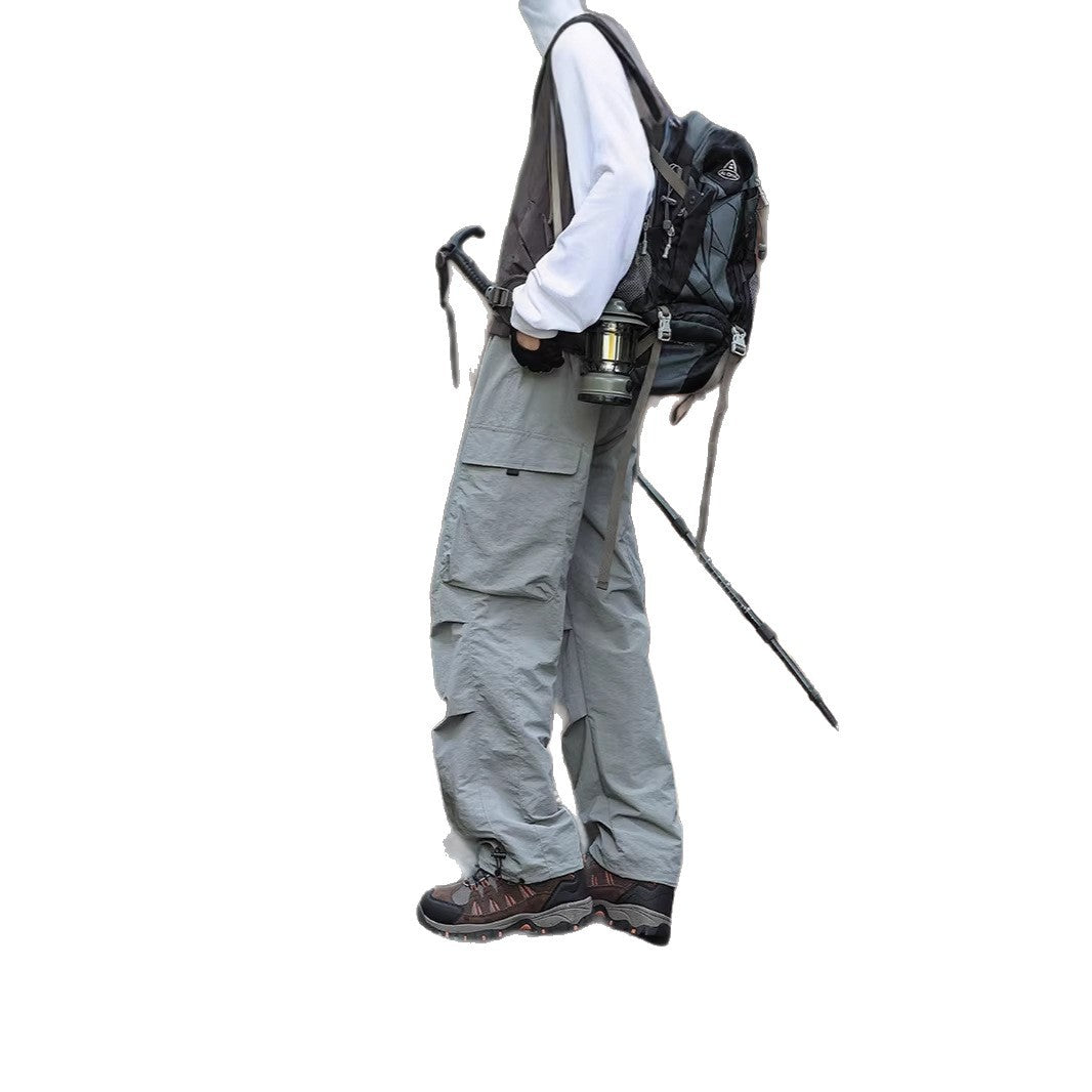 Men's Lightweight Technical Cargo Trekking Pants with Drawstring Waistband, Reinforced Hem Edges, and Adjustable Leg Opening Mune Fashion