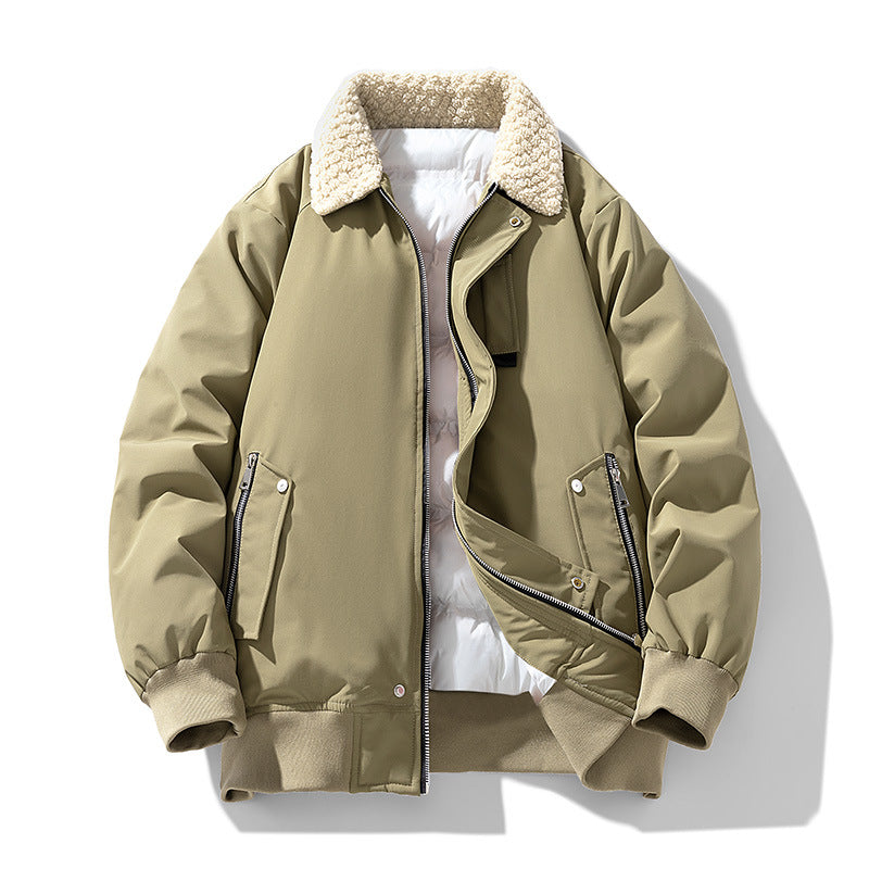 Men's  premium sherpa-collar insulated aviator bomber with storm flap and zippered angled pockets Mune Fashion
