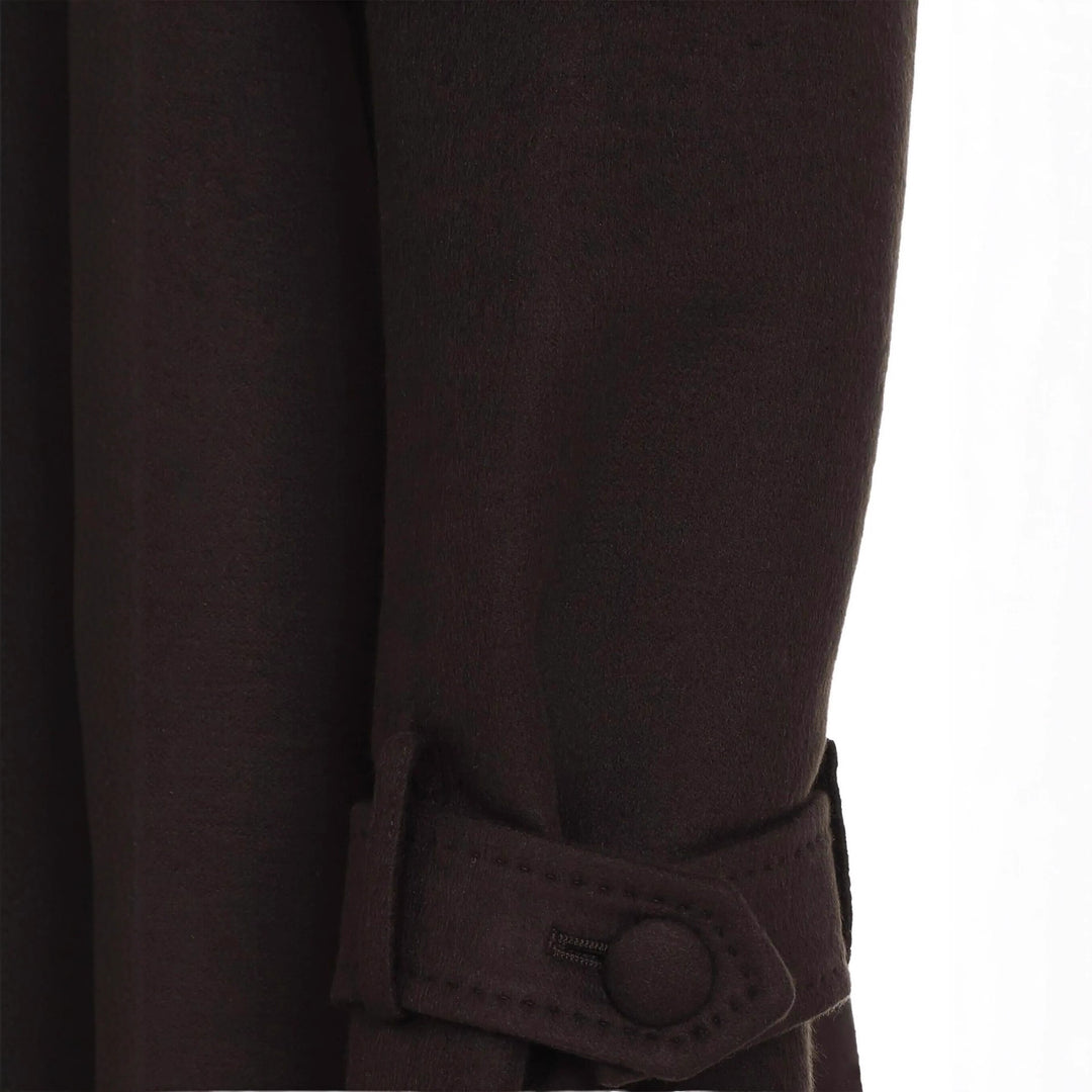 Women's Long Double-Breasted Wool Coat with Shoulder Patches Mune Fashion