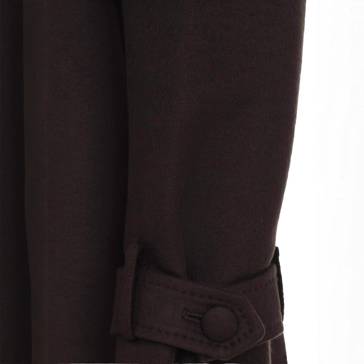 Women's Long Double-Breasted Wool Coat with Shoulder Patches Mune Fashion