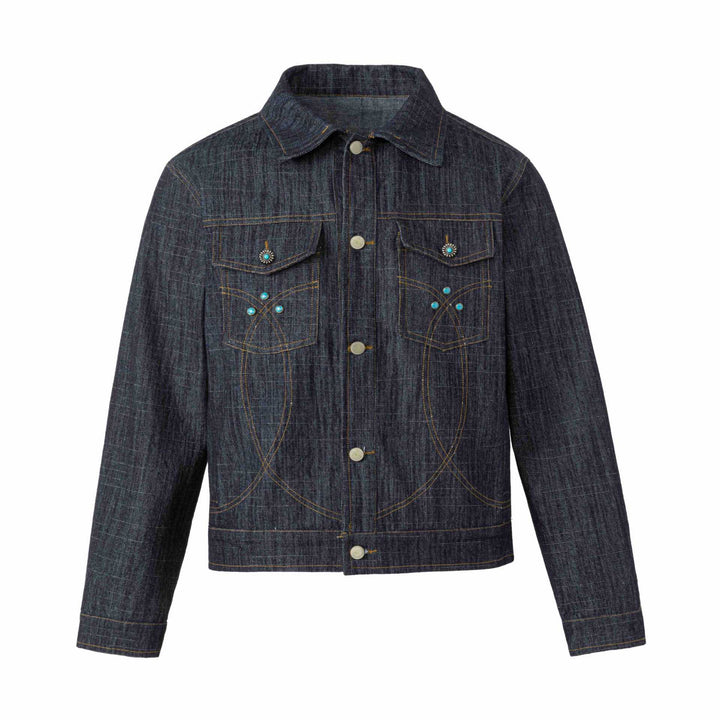 Women's denim jacket with decorative studs and precise decorative seams Mune Fashion