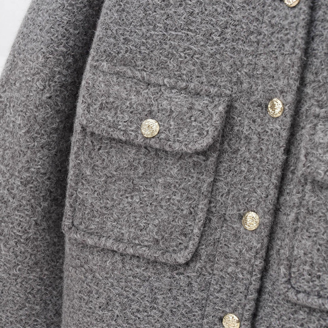 Women's structured short jacket in bouclé look with patch pockets Mune Fashion