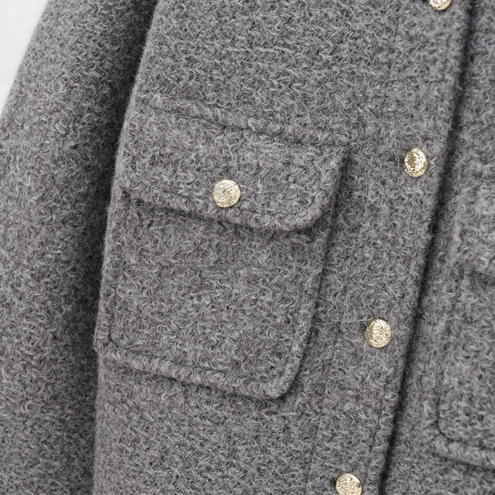 Women's structured short jacket in bouclé look with patch pockets Mune Fashion