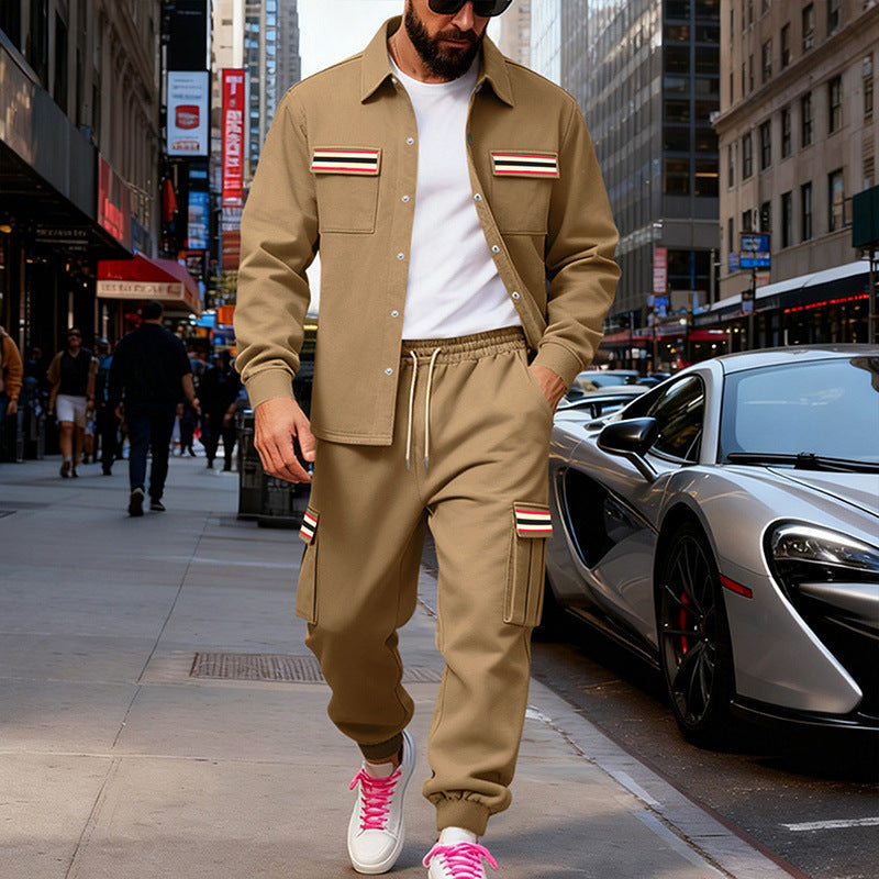 Men's Urban Two-Piece Utility Jogging Set with Overshirt and Cargo Pants Mune Fashion