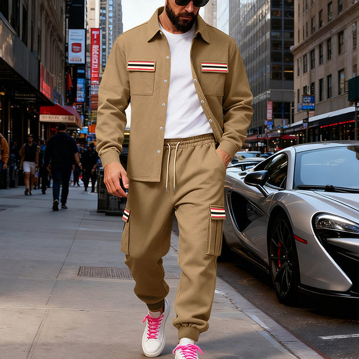 Men's Urban Two-Piece Utility Jogging Set with Overshirt and Cargo Pants Mune Fashion