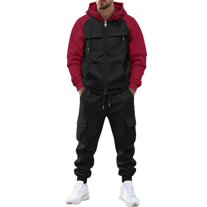 Men's zip-up hoodie sweat set with functional cargo pants Mune Fashion