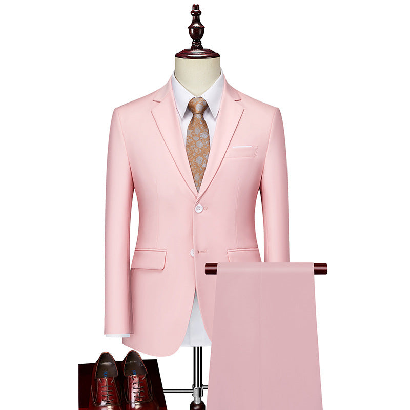 Men's Slim Fit Single-Breasted Suit Set with One-Button Blazer, Slim Suit Pants with Crease and Elastic Stretch Fabric Mune Fashion