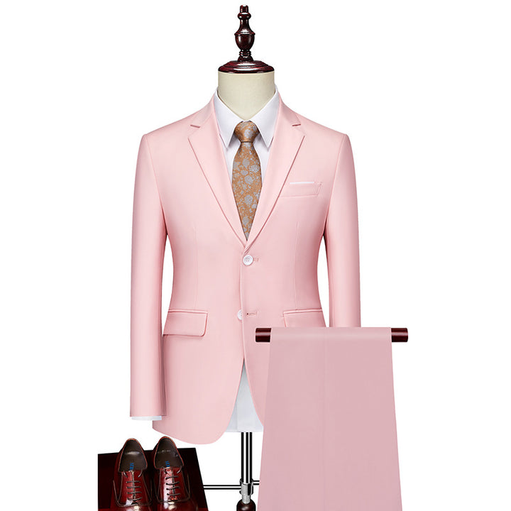 Men's Slim Fit Single-Breasted Suit Set with One-Button Blazer, Slim Suit Pants with Crease and Elastic Stretch Fabric Mune Fashion
