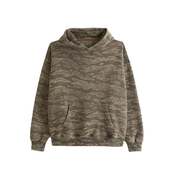 Unisex loose-fit hoodie sweatshirt with subtle leaf texture, double hood without drawstring and kangaroo pocket Mune Fashion
