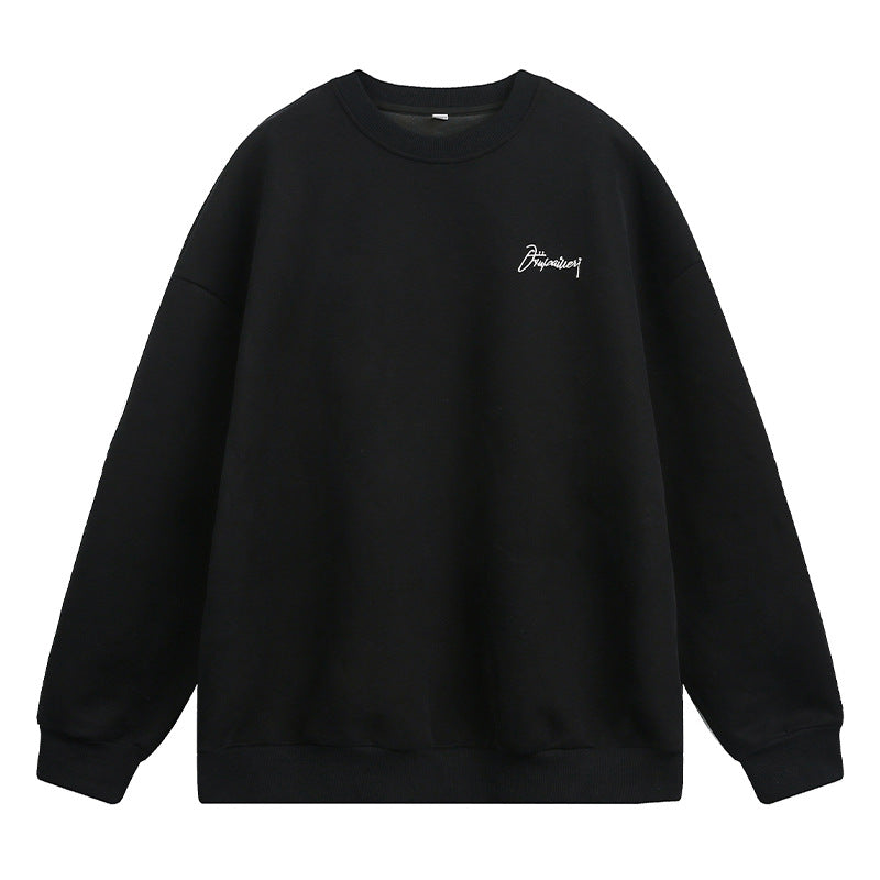Unisex Minimalist Boxy Sweatshirt with Small Script Logo and Fleece Lining Mune Fashion