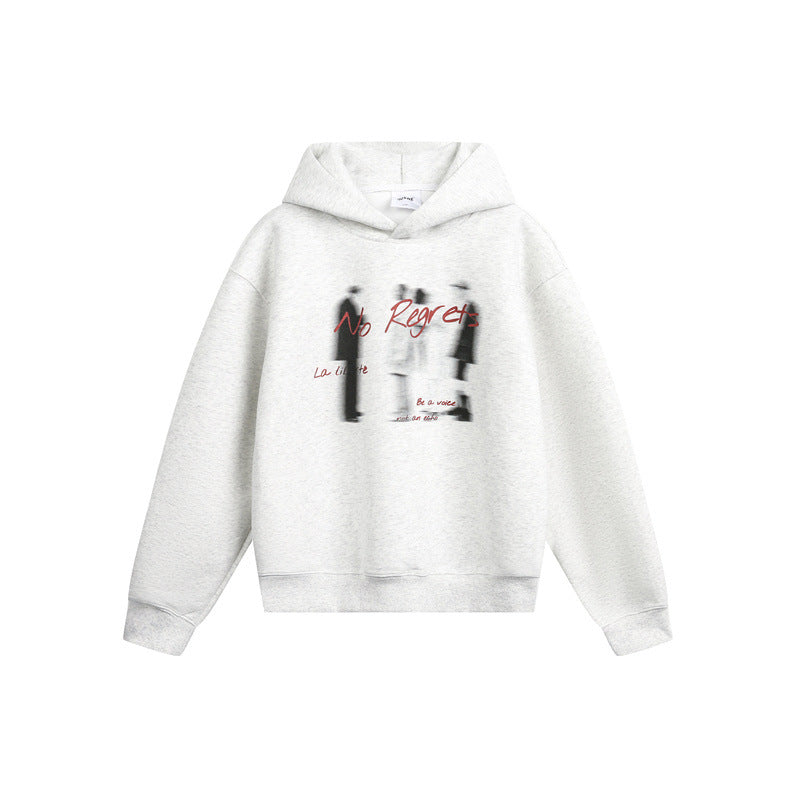 Unisex hoodie in oversized fit with blurred figure graphic print Mune Fashion