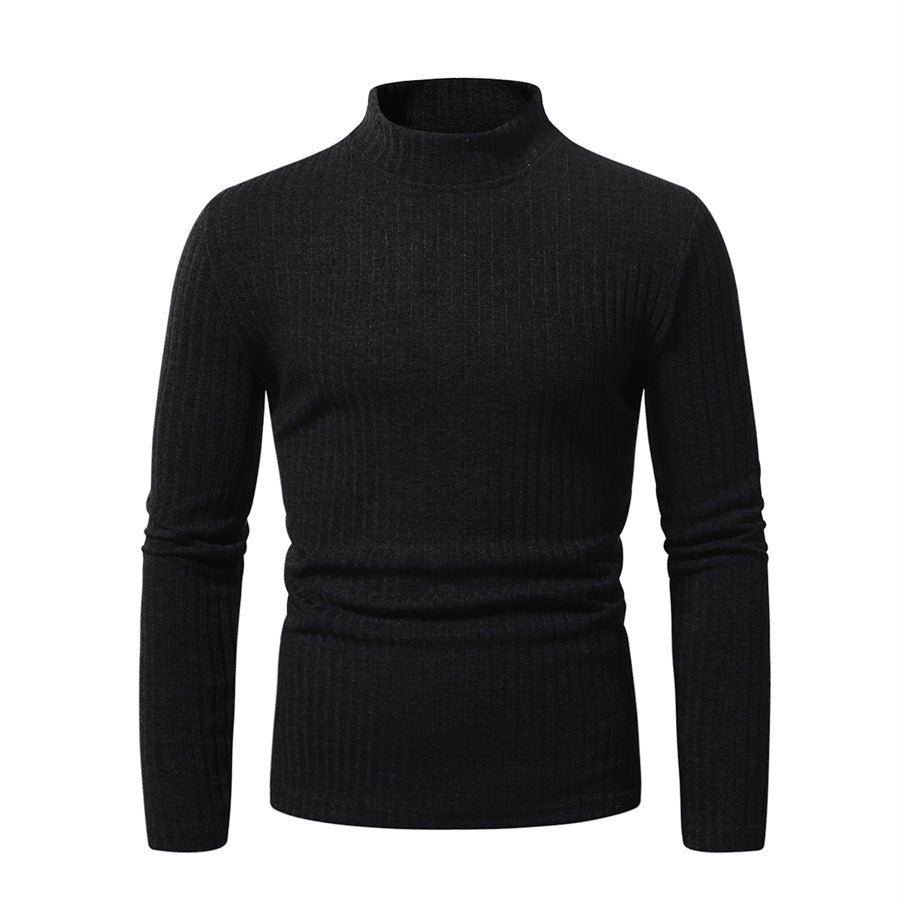 Men's Fitted Mockneck Fine Knit Sweater with Ribbed Structure and Thermoregulating Quality Mune Fashion