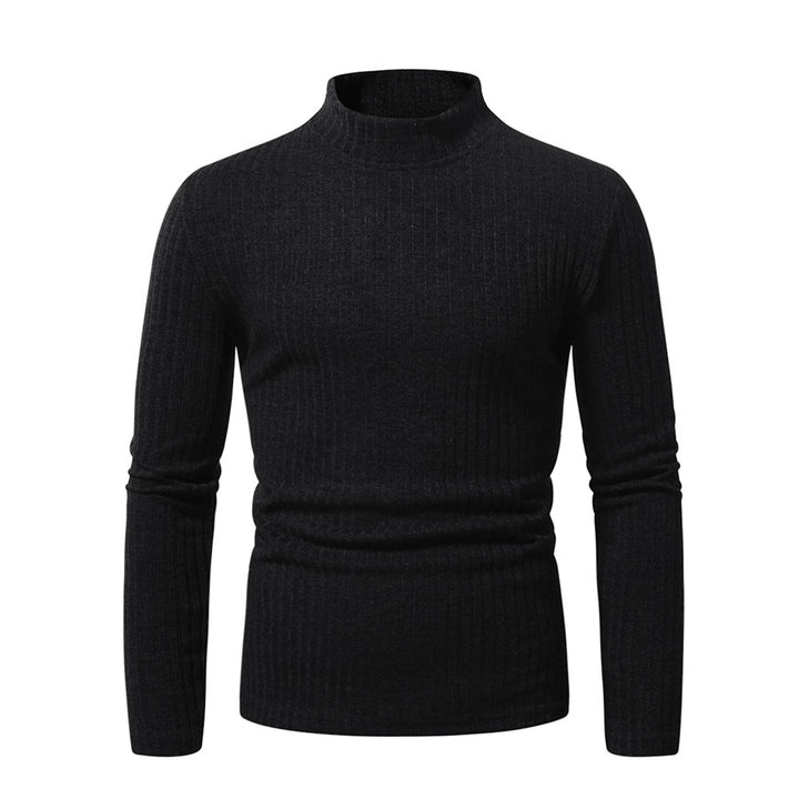 Men's Fitted Mockneck Fine Knit Sweater with Ribbed Structure and Thermoregulating Quality Mune Fashion