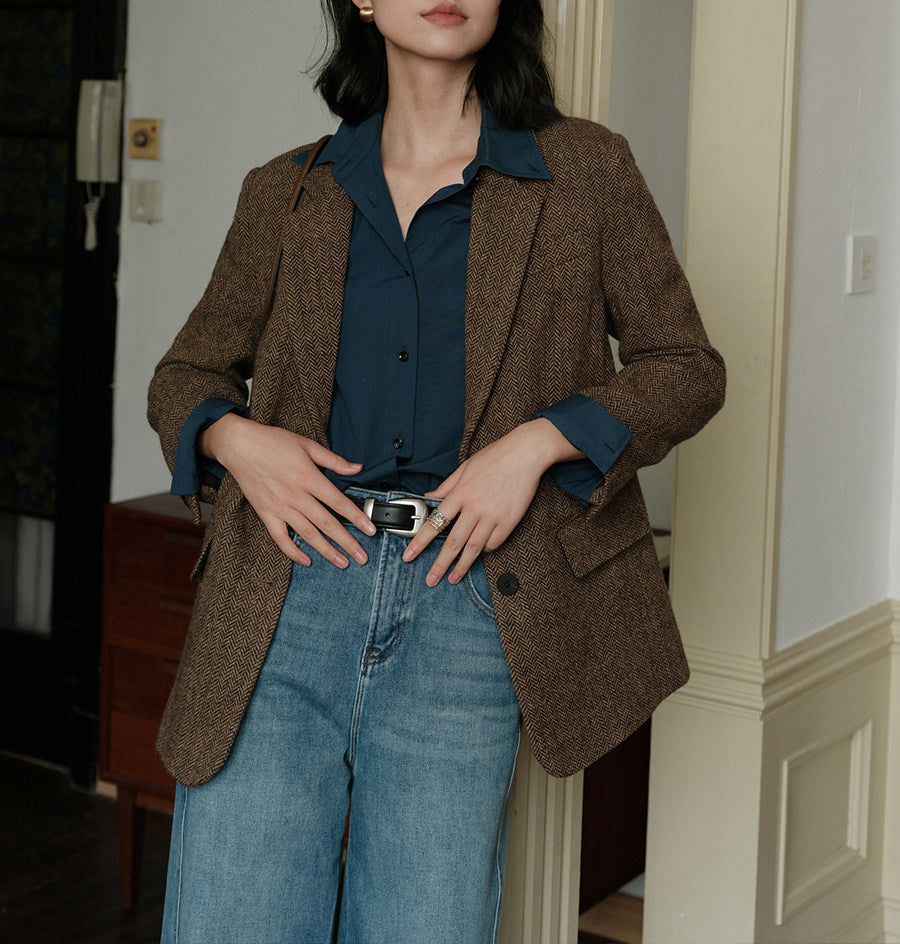 Ladies Elegant Tweed Blazer Mune Fashion