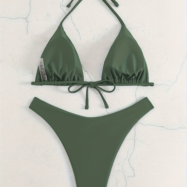 Women Triangle Bikini Set with Gathered Design Mune Fashion