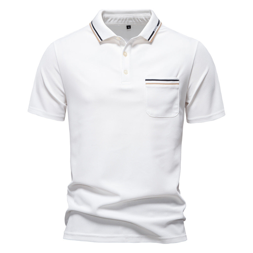 Men's modern polo shirt with patch chest pocket and contrasting trim on the polo collar Mune Fashion