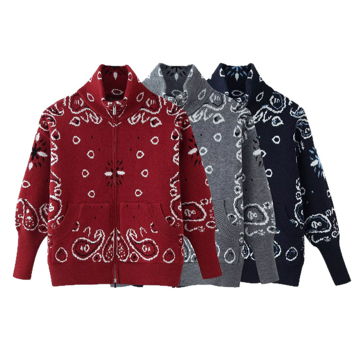 Women turtleneck sweater with allover bandana jacquard Mune Fashion