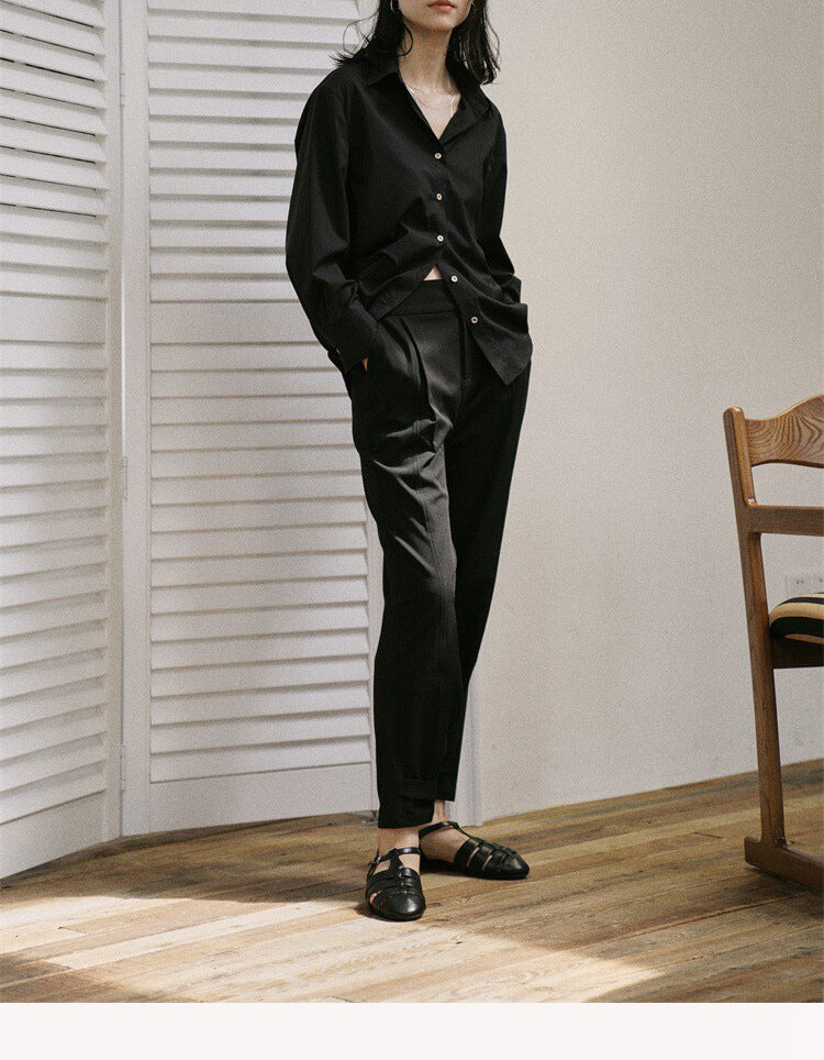 Women's Elegant, Loose Blouse and Stylish Suit Pants Drune