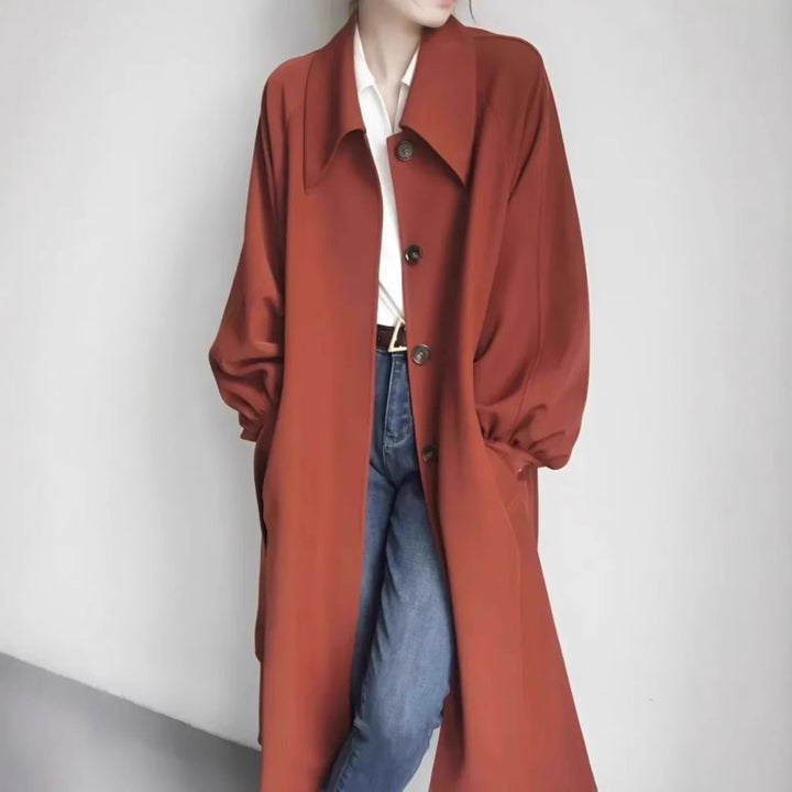 Ladies Long Fashionable Jacket with Large Collar Mune Fashion