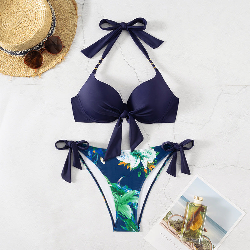 Ladies Bikini Set with stylish ties and floral design Mune Fashion