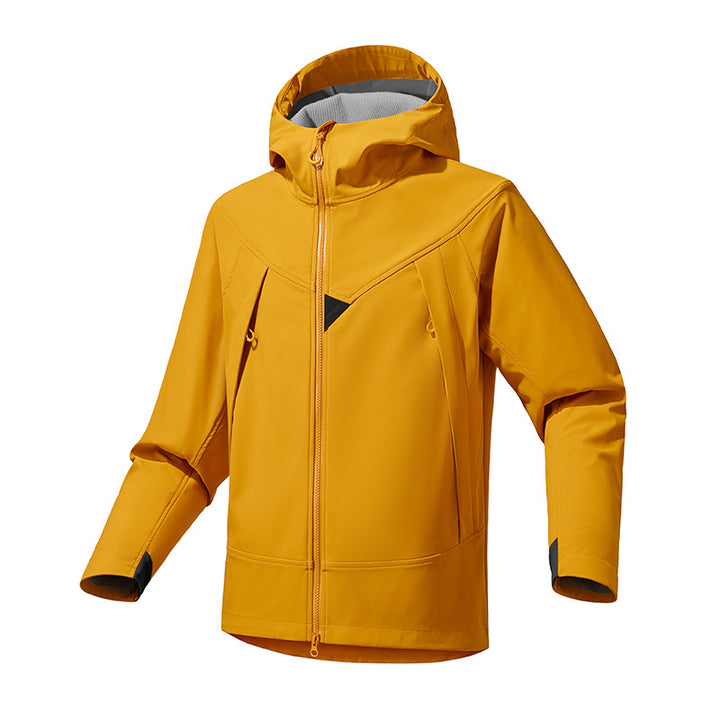 Men's Technical Softshell Outdoor Jacket with Hood Windproof Stretch and Two-Way Zipper Mune Fashion