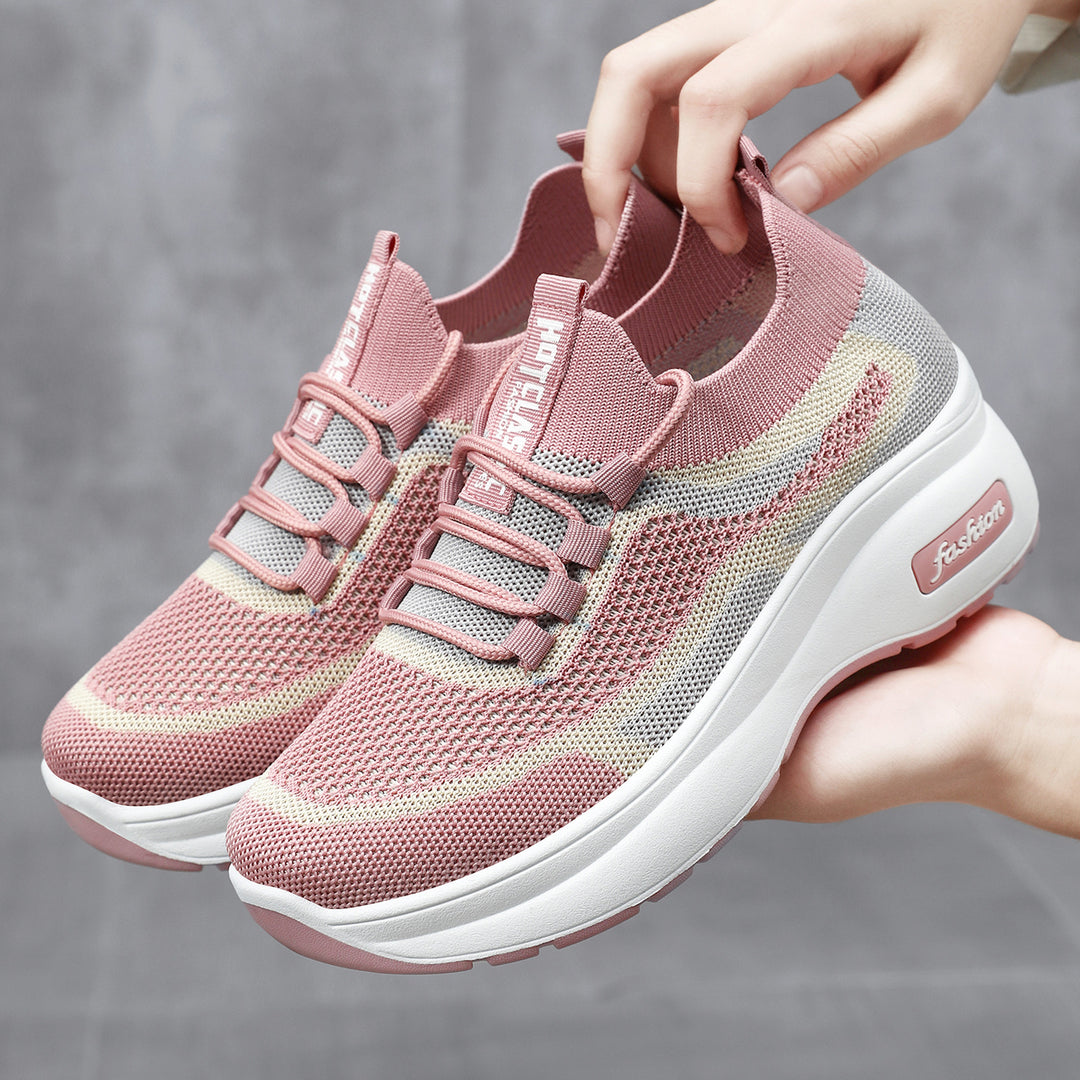 Women's knitted sock sneaker with ergonomic comfort sole and cushioning plateau midsole Mune Fashion