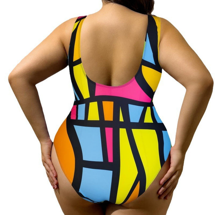 Women's one-piece swimsuit with modern geometric pattern Mune Fashion