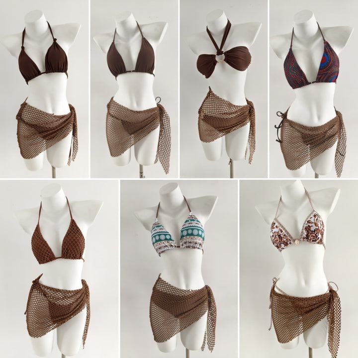 Ladies triangle bikini with trendy net skirt details Mune Fashion
